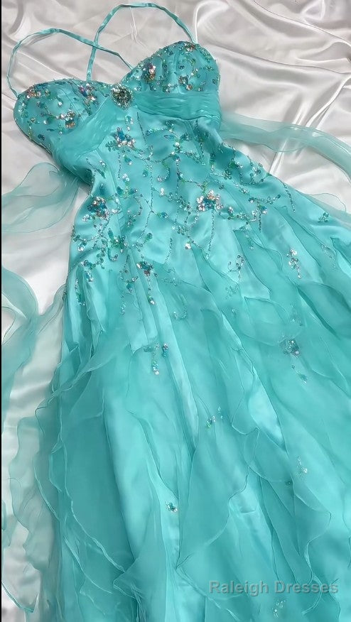 1950S Inspired Baby Princess Blue Prom Dress - Shimmering Sequins Tulle & Satin Ballgown For Formal Events Secondary image
