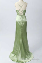 Pink Scoop Neck Lace-Up Back Long Formal Dress with Slit