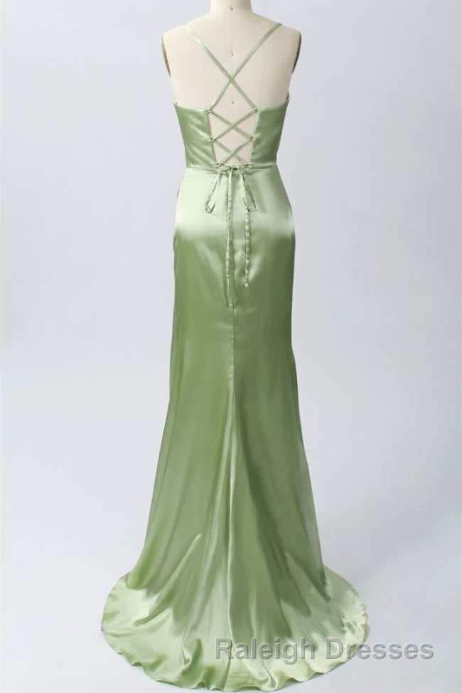 Pink Scoop Neck Lace-Up Back Long Prom Dresses with Slit Secondary image