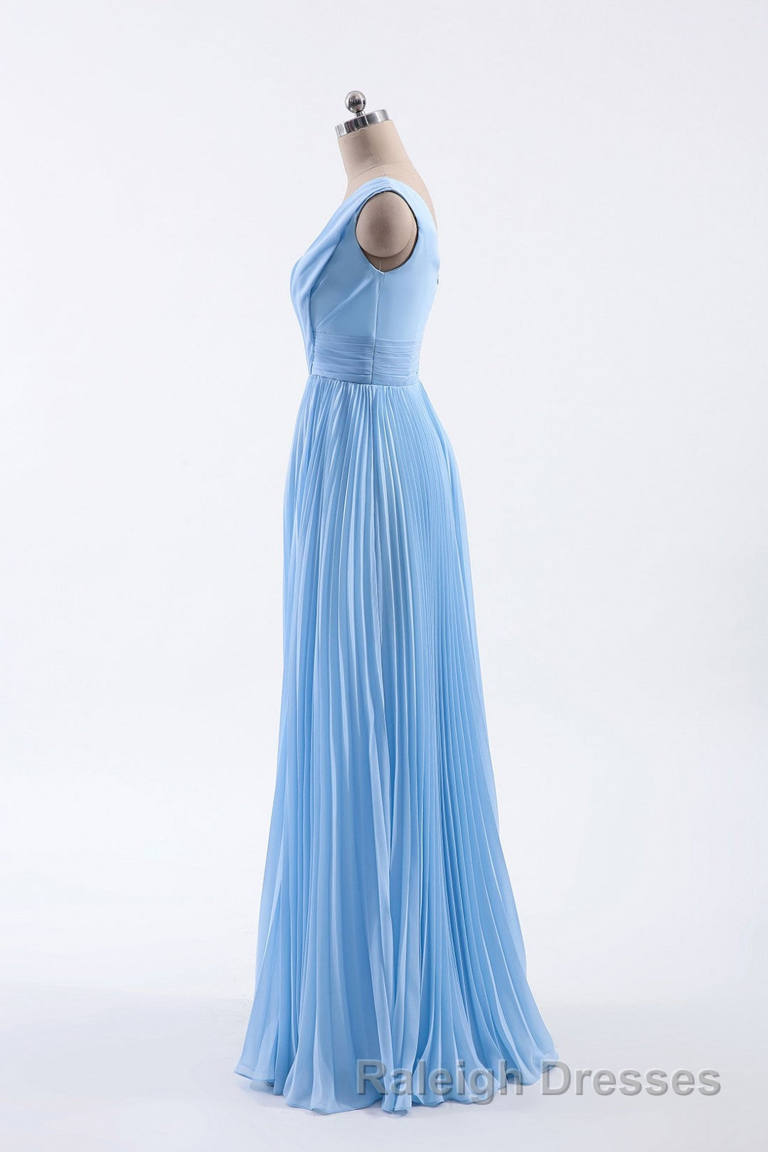 Blue Pleated A-line Chiffon Long Bridesmaid Dress Secondary image