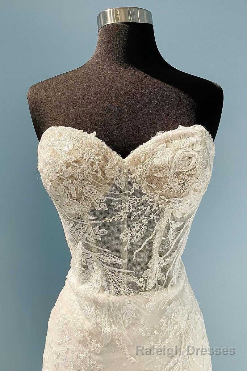 Princess White Sweetheart Appliques Mermaid Long Wedding Dress