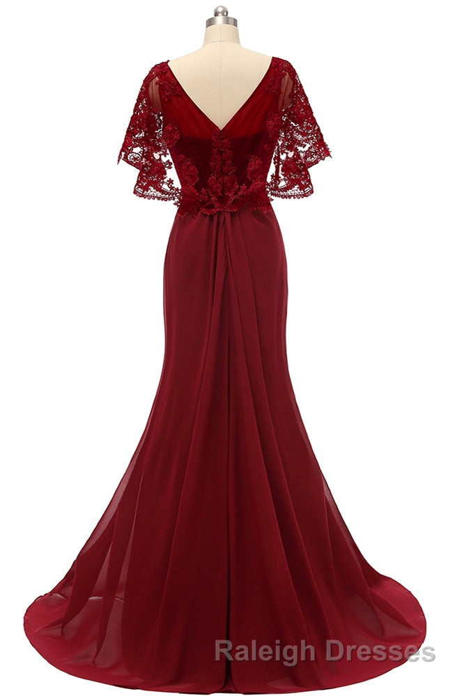 Mermaid Wine Red Ruffled Long Mother of the Bride Dress Secondary image