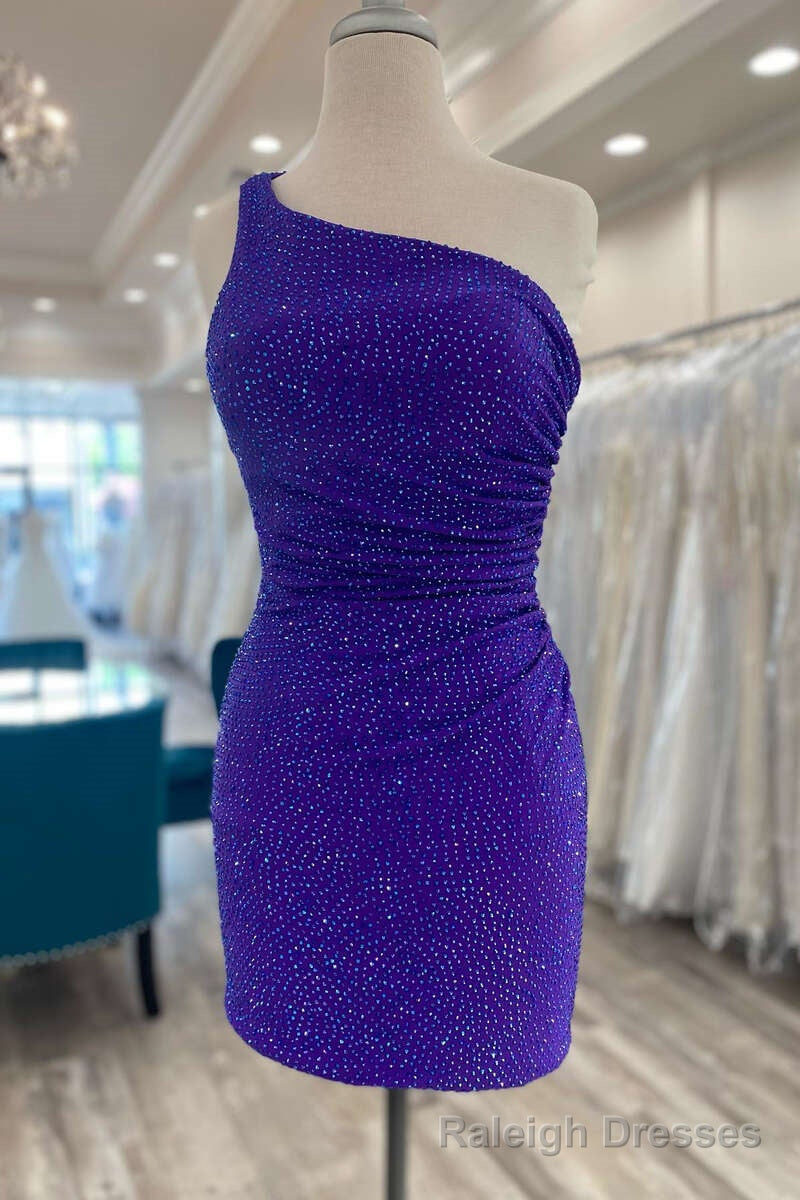 Regency Beaded One-Shoulder Ruched Short Party Dress Main image