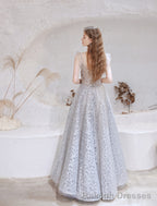 Gorgeous Beading High Neck Tulle Evening Dress, With Cape Sleeves
