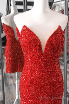 Red Sequin Strapless Short Homecoming Dress