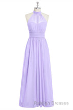 Lavender Chiffon Halter Long Bridesmaid Dress