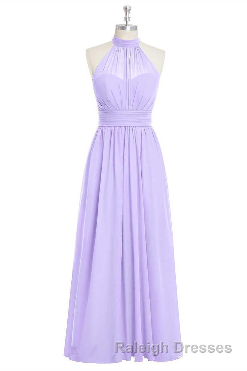 Lavender Chiffon Halter Long Bridesmaid Dress