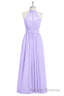 Lavender Chiffon Halter Long Bridesmaid Dress