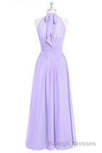 Lavender Chiffon Halter Long Bridesmaid Dresses