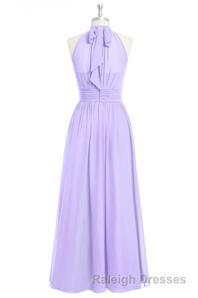 Lavender Chiffon Halter Long Bridesmaid Dress