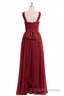 Red Chiffon Cross-Front A-Line Long Bridesmaid Dress