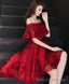 Burgundy Tulle Lace Short Prom Dress Burgundy Homecoming Dress 5