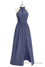 Lavender Chiffon Halter Long Bridesmaid Dress