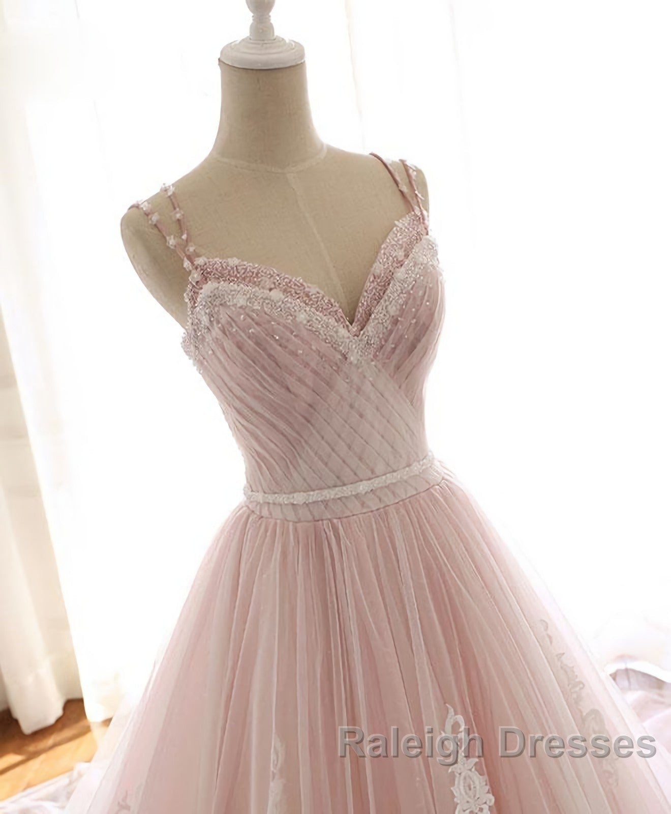 Pink Sweetheart Lace Tulle Long Prom Dresses Lace Pink Prom Dresses