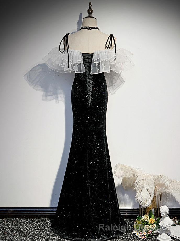 Black mermaid long prom dress, black evening dress Main image