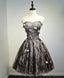 Black Lace Tulle Short Prom Dress, Black Homecoming Dress