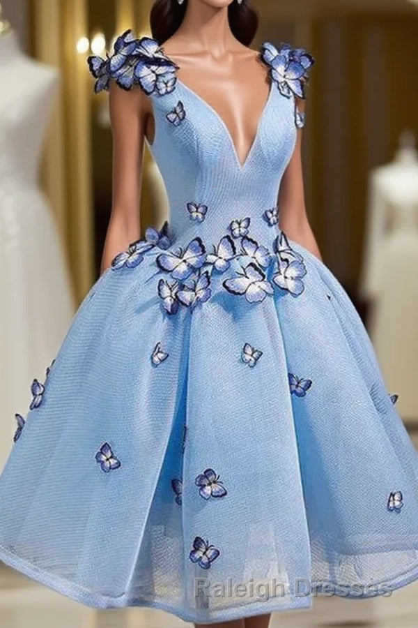 Elegant Butterfly Applique V Neck Sleeveless Short Homecoming Dress Main image