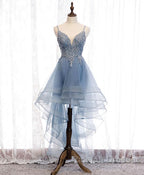 Pink Tulle Lace High Low Prom Dresses Pink Homecoming Dresses 1