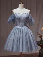Off The Shoulder Tulle Short Homecoming Dresses