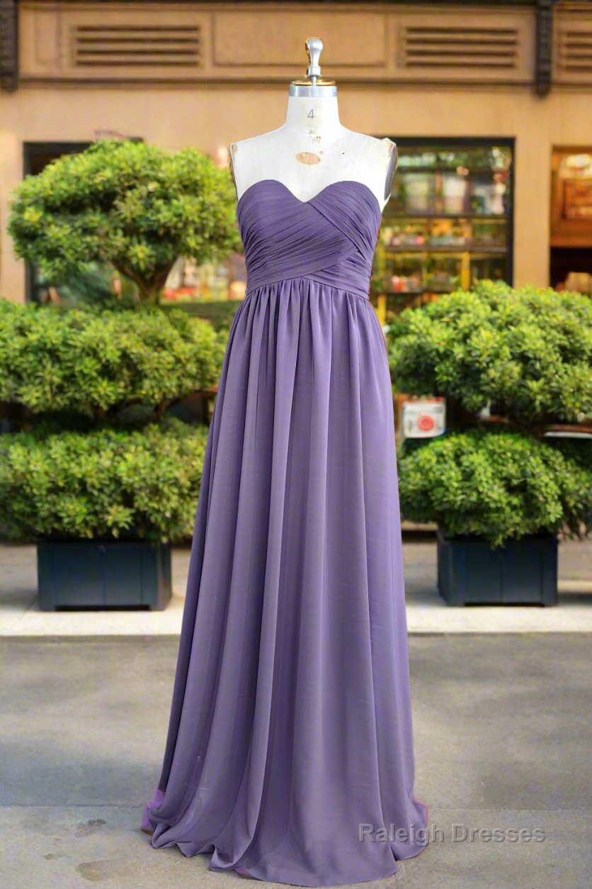 A-line Sweetheart Chiffon Floor-Length Long Bridesmaid Dresses Main image