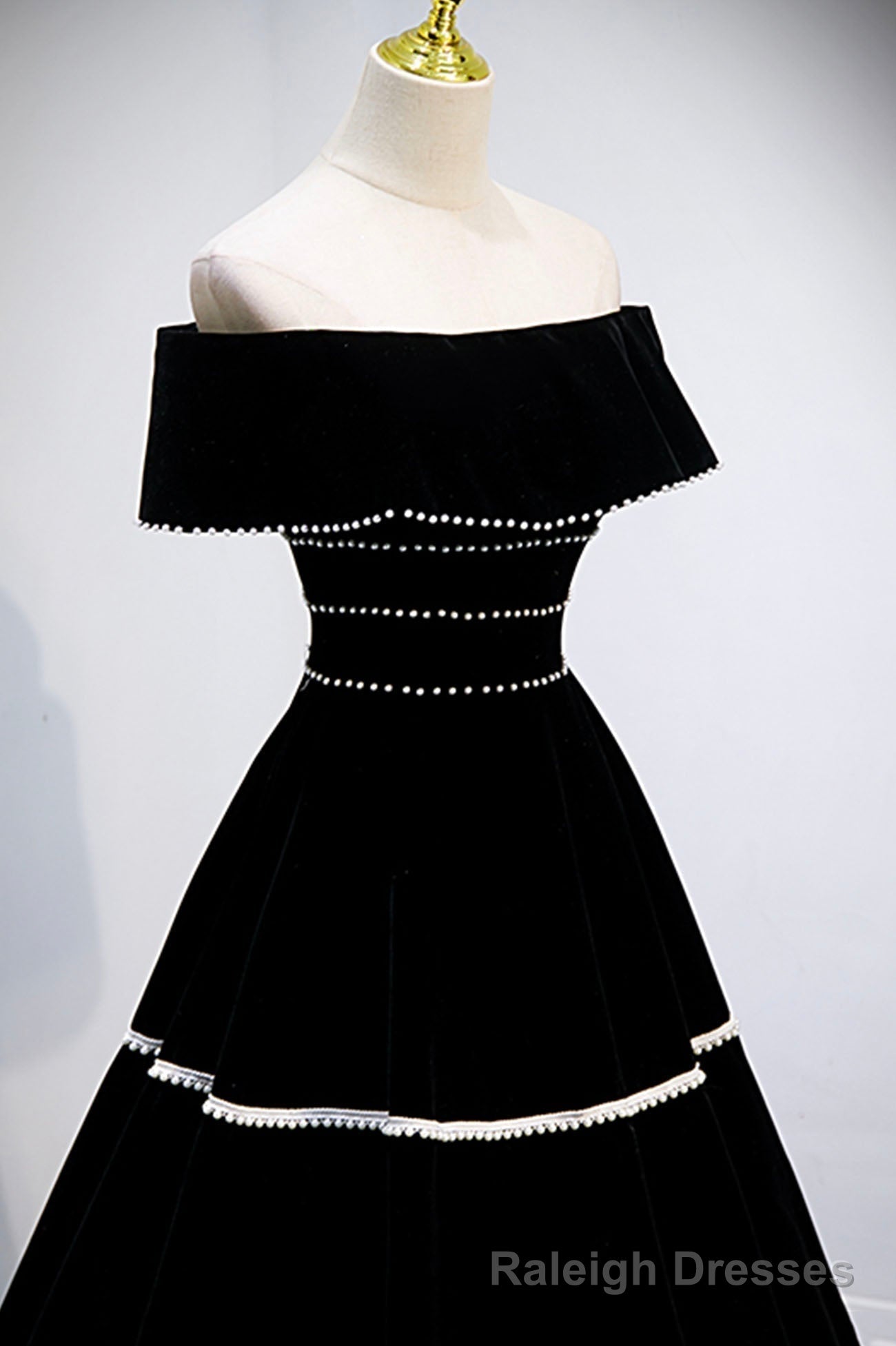 Black Velvet Long Prom Dresses, A-Line Off the Shoulder Evening Dresses Secondary image