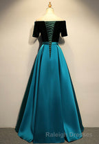 Elegant Velvet Satin Long Prom Dresses, A-Line Evening Dresses