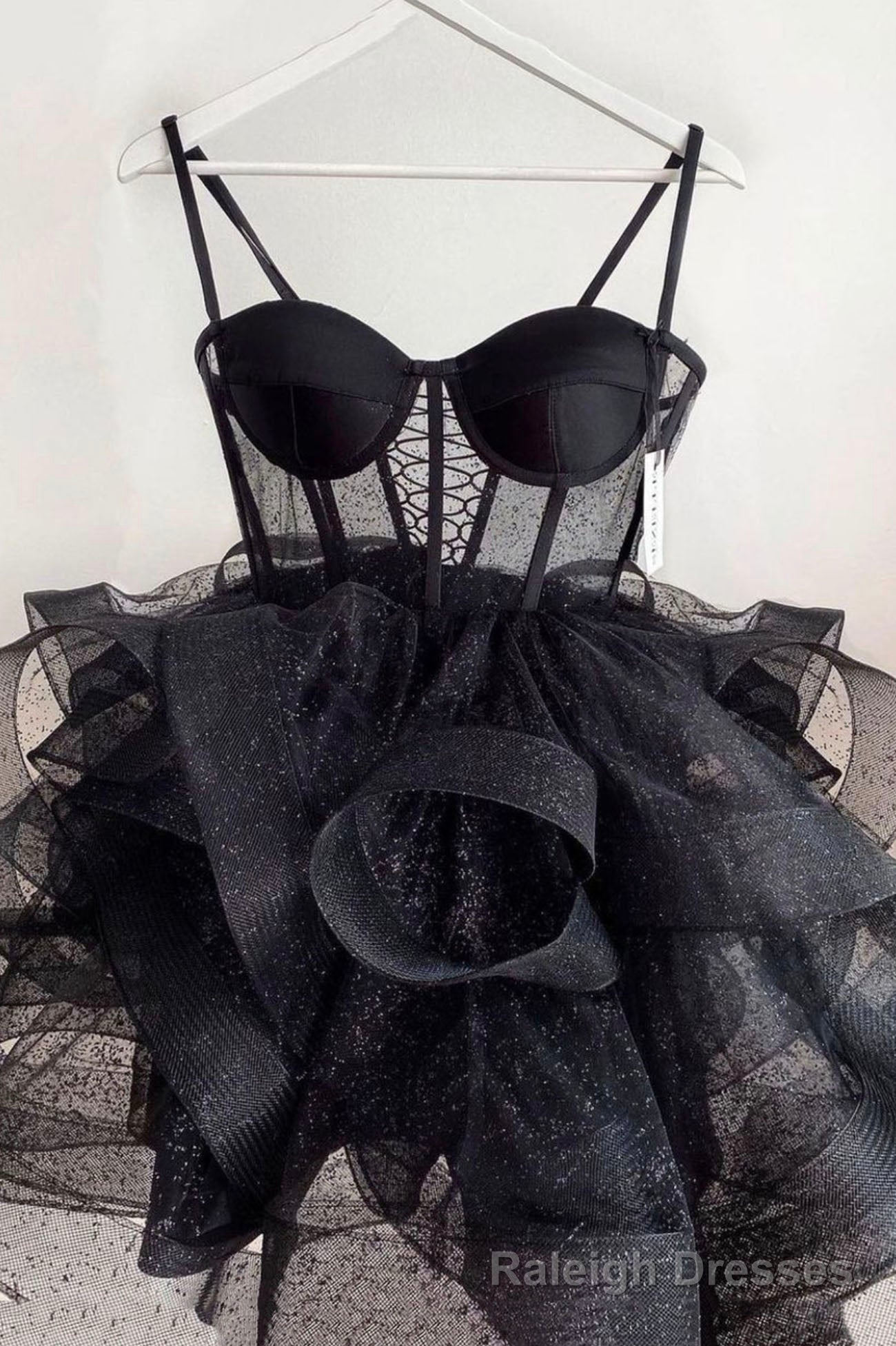 Black Tulle Short Prom Dresses, A Line Mini Prom Dresses