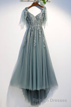 Purple Tulle Lace Long Prom Dress A Line Prom Dress