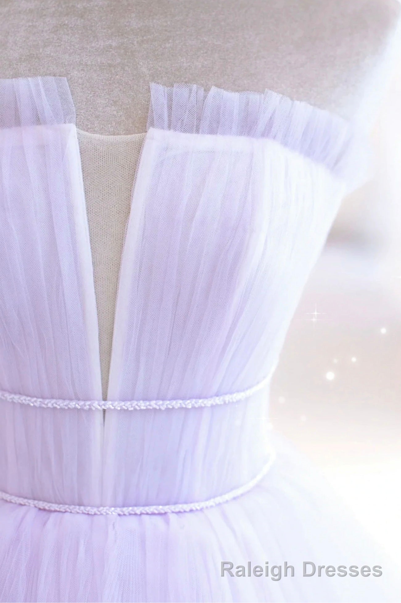 Purple Strapless Tulle Long Formal Gown, Purple A-Line Evening Dress