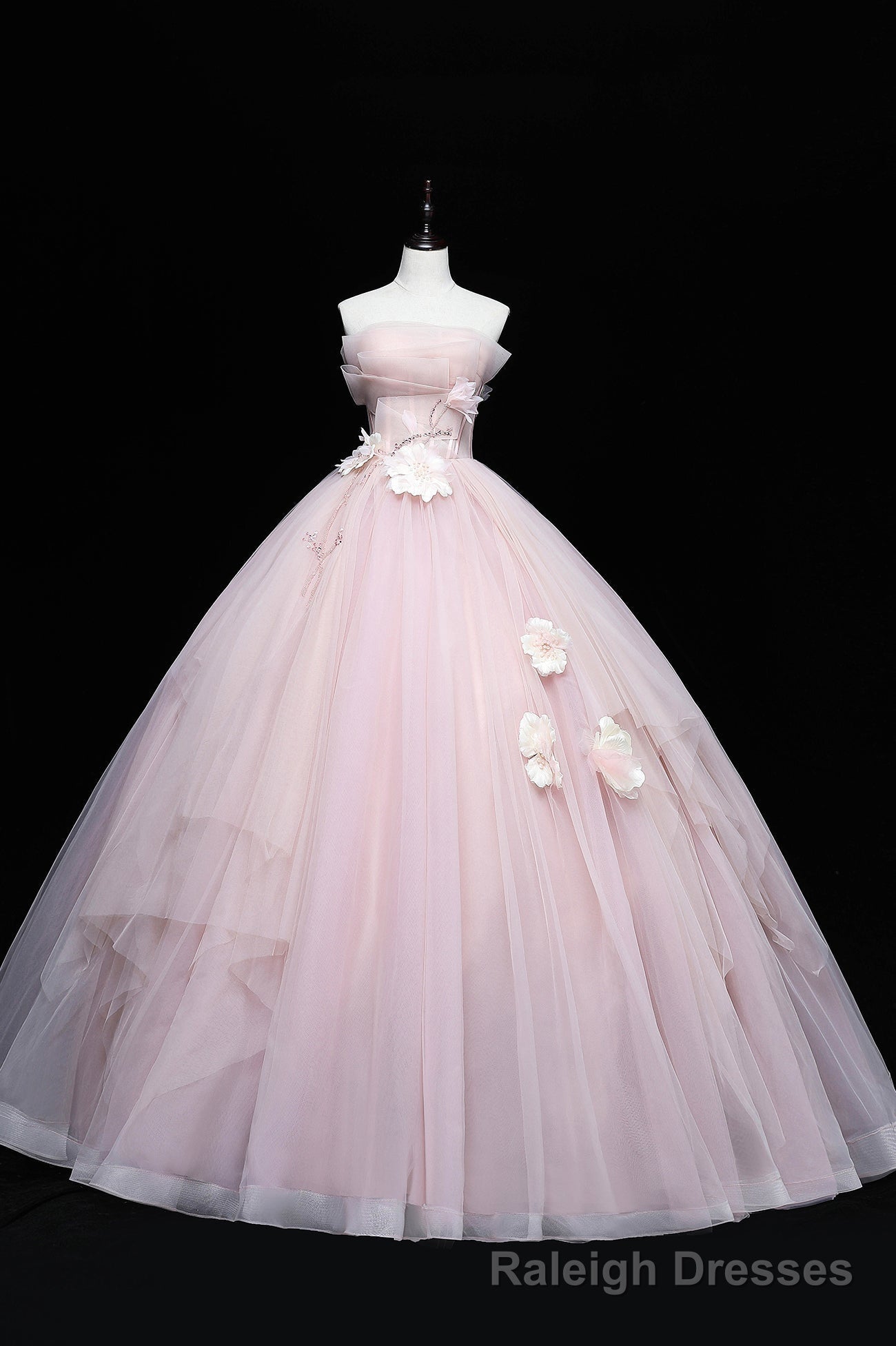 Lovely Pink Tull Applique Ball Gown Formal Dress, Pink Sweet 16 Dress Secondary image