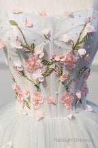 Lovely Strapless Tulle Lace Knee Length Prom Dress, A-Line Party Dress