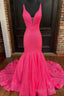 Mermaid Sequins Long Prom Dresses, V Neck Prom Prom Dresses