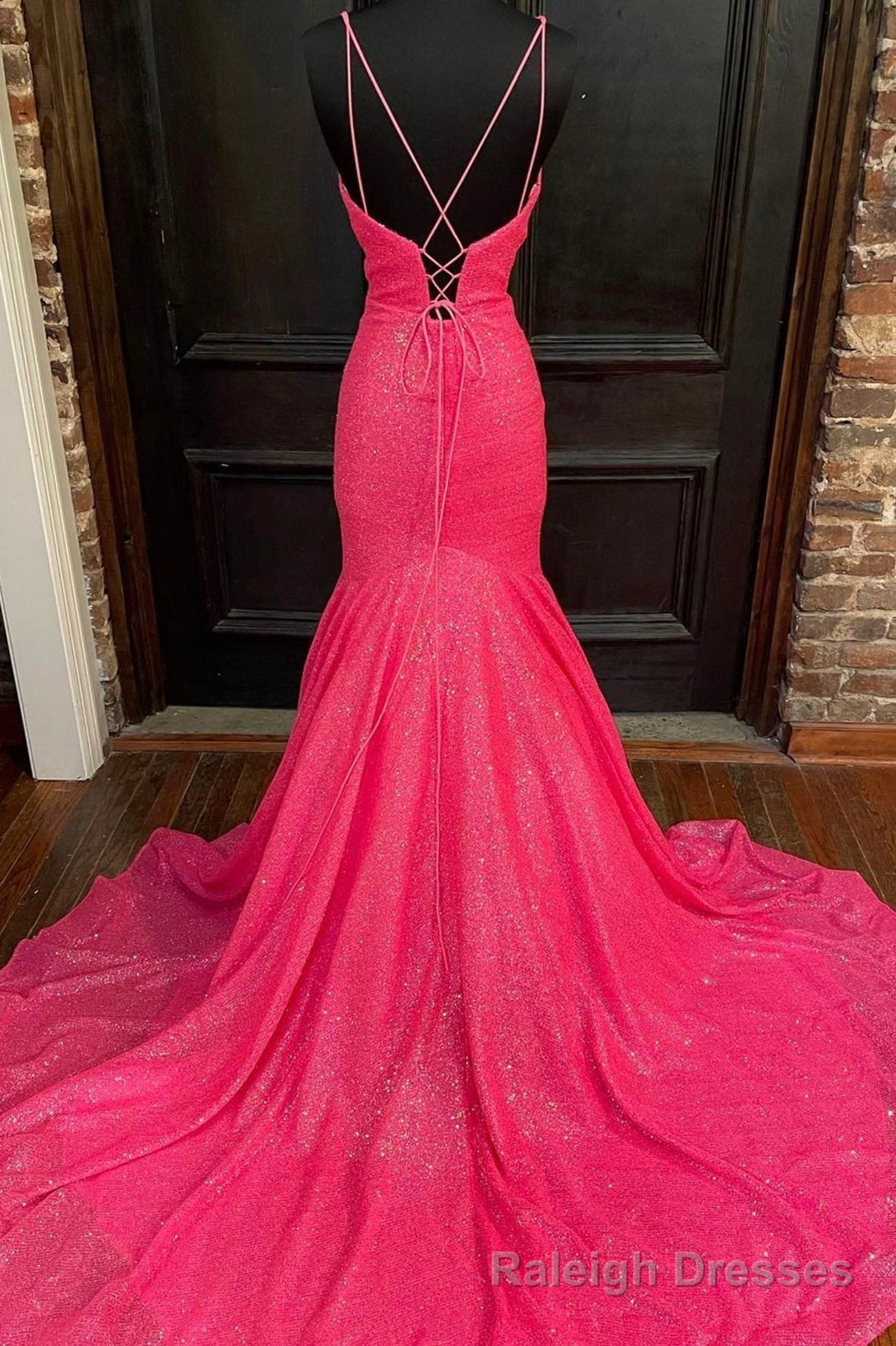 Mermaid Sequins Long Prom Dresses, V Neck Prom Prom Dresses