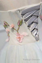 Lovely Strapless Tulle Lace Knee Length Prom Dress, A-Line Party Dress