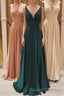 Simple V-Neck Long Prom Dresses, A-Line Evening Party Dresses