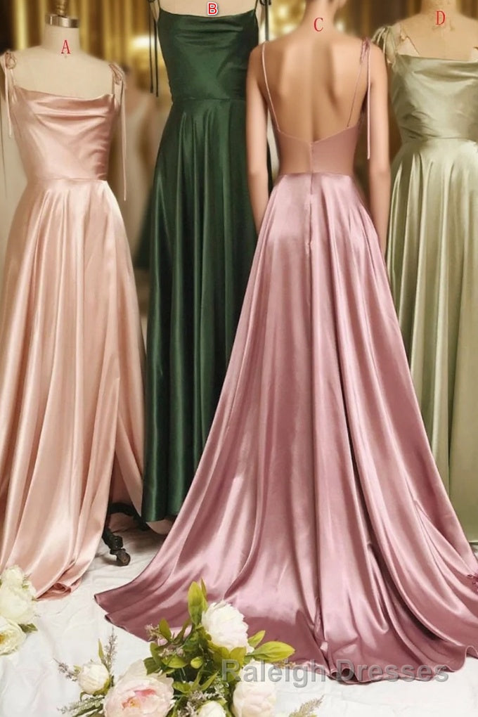 Simple Satin Long Prom Dresses, A-Line Evening Party Dresses Main image