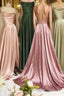 Simple Satin Long Prom Dresses, A-Line Evening Party Dresses