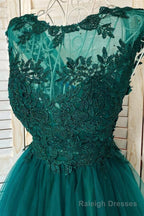 Green Lace Short Prom Dress, A Line Homecoming Dress