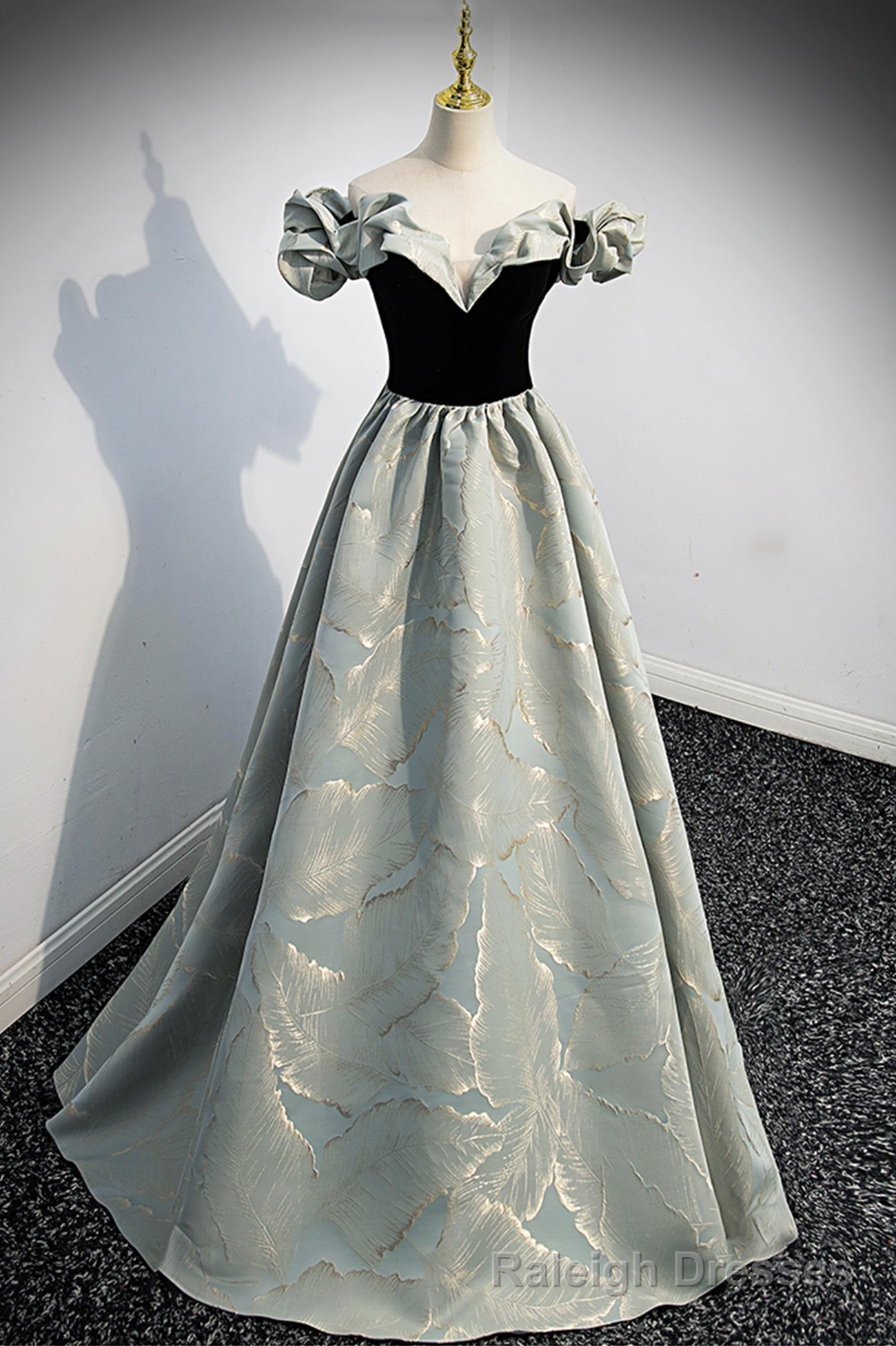 Off the Shoulder Satin Long Prom Dress, A-Line Evening Dress