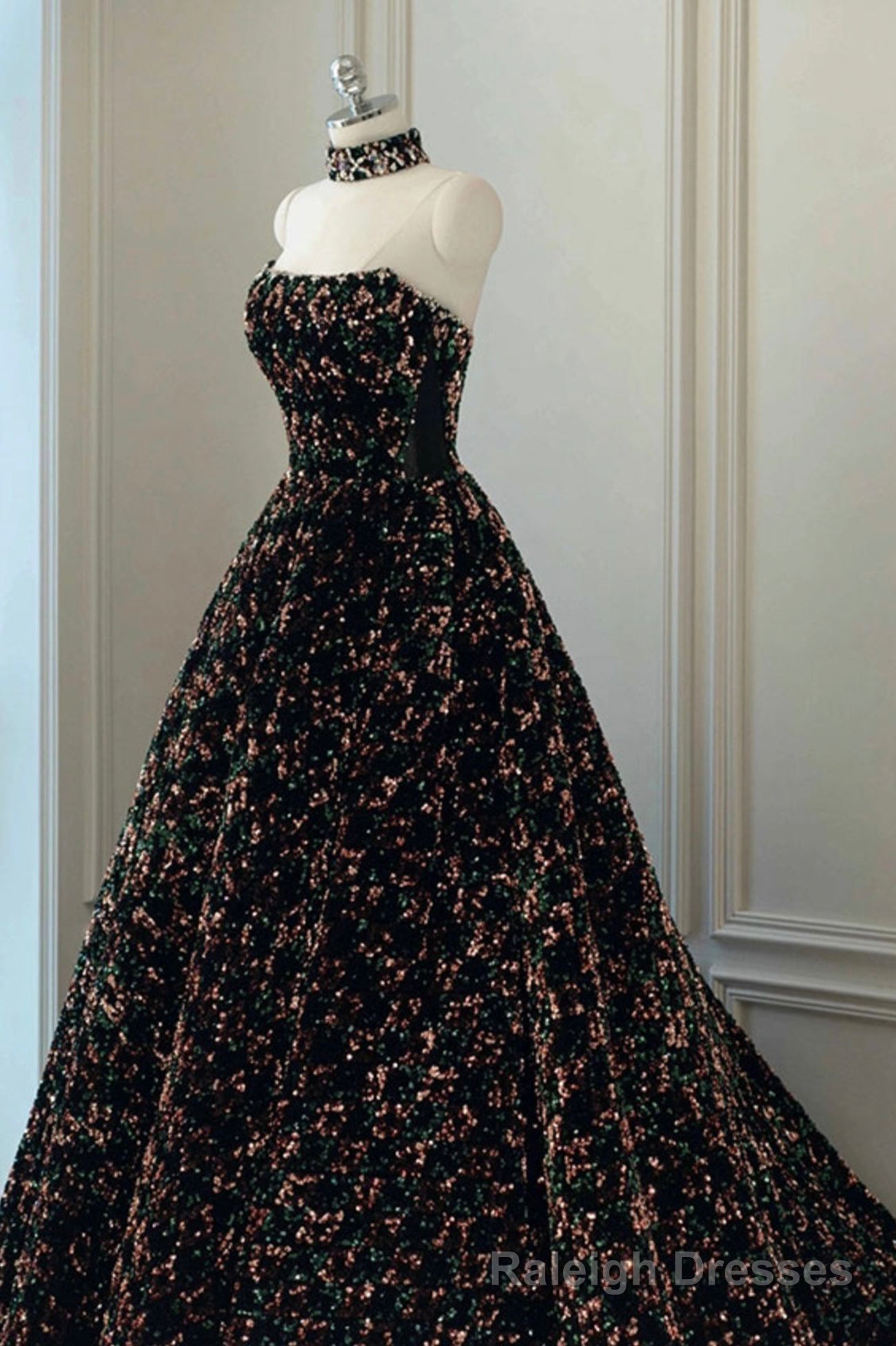 Stylish Sequins Long Prom Dress, A-Line Party Dress