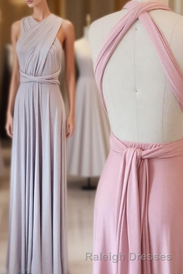 Elegant A Line Pink Long Bridesmaid Dresses Wedding Prom Dresses Main image