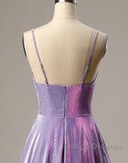 A Line Prom Dresses Long Spaghetti Straps Lilac Prom Dresses