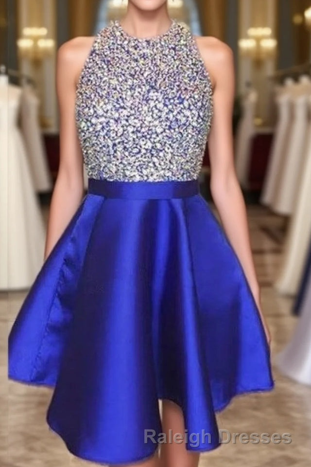 Elegant Halter Short Royal Blue Homecoming Dress Main image