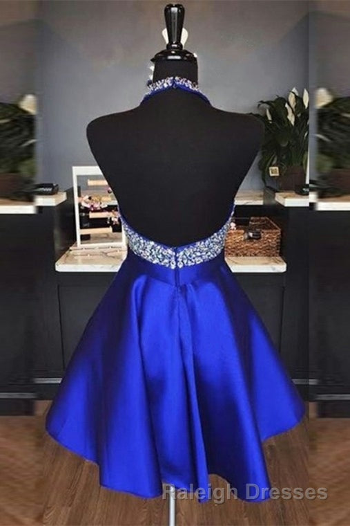 Elegant Halter Short Royal Blue Homecoming Dress Secondary image