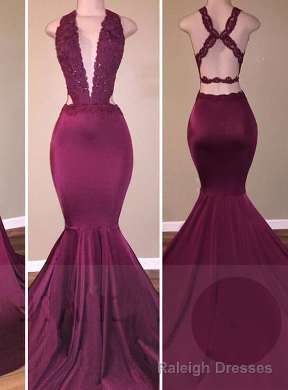 Mermaid/Trumpet Burgundy Sexy Prom Dresses Main image