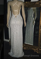 2026 White Halter Sequins Prom Dresses