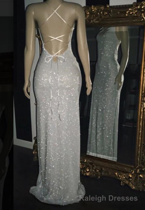 2026 White Halter Sequins Prom Dresses
