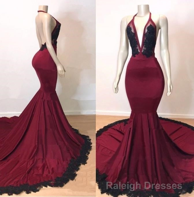 Sexy Mermaid V Neck Backless Burgundy And Black Long Prom Dress 2026 Main image