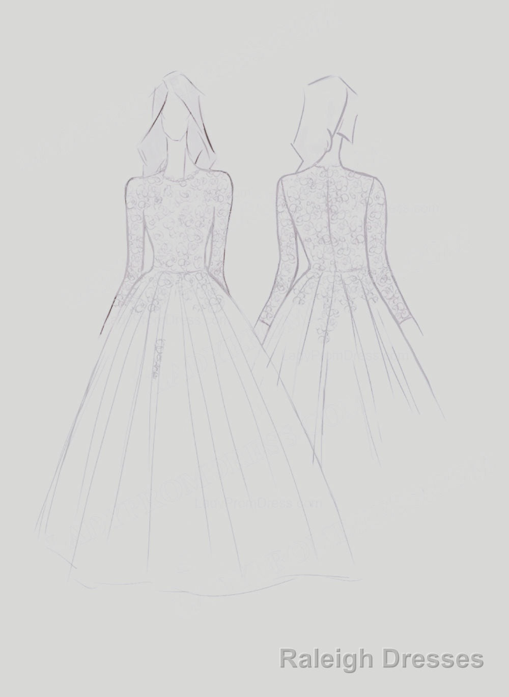 2025 Newest A Line Long Sleeves Tulle With Appliques Wedding Dresses Secondary image