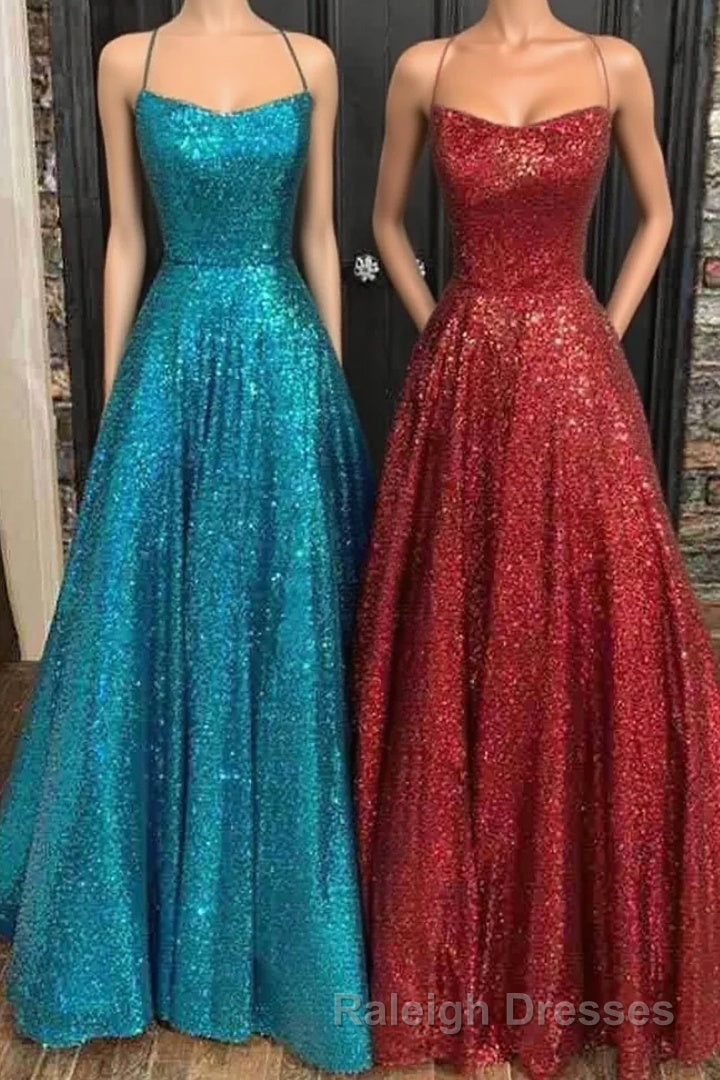 Fantasy Prom Dresses, Princess A-line Bateau Sleeveless Sequined Long/Floor-Length Prom Dress Main image